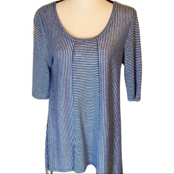 Habitat Tops - Habitat Linen Blue & White Striped Tunic Size XS
